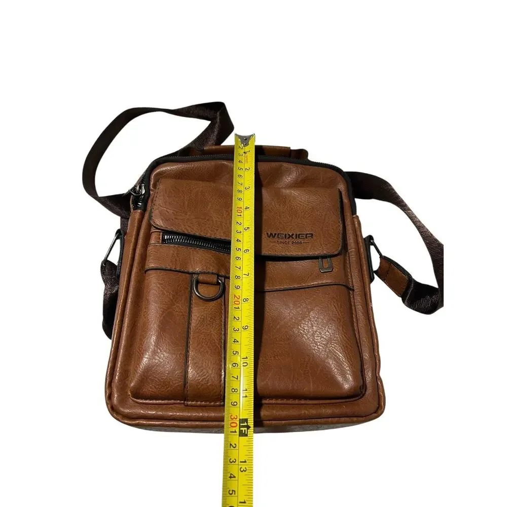 Weixer Crossbody Men’s Shoulder Bag Vintage Leather Vertical Hand Business